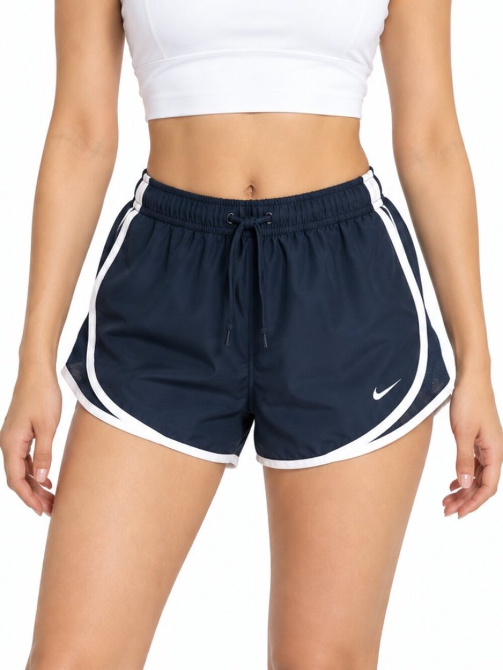 Nike Dri-FIT Navy Blue Running Shorts White Trim Size Small
